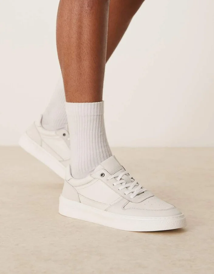 ASOS DESIGN white sneakers in leather - Image 2