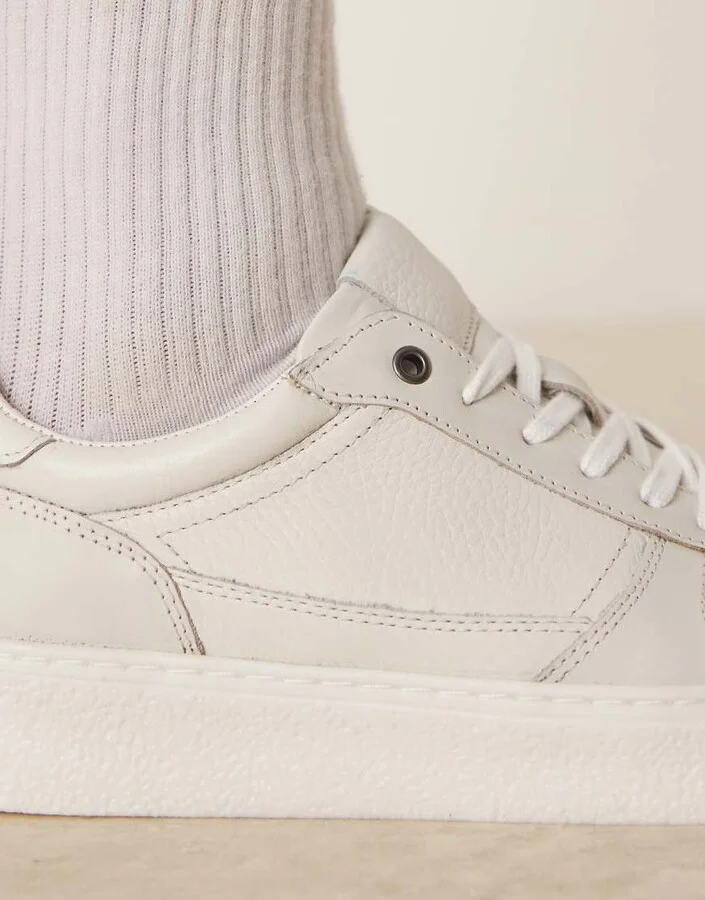 ASOS DESIGN white sneakers in leather - Image 3