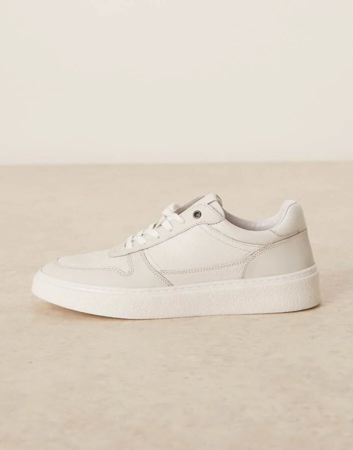 ASOS DESIGN white sneakers in leather - Image 4