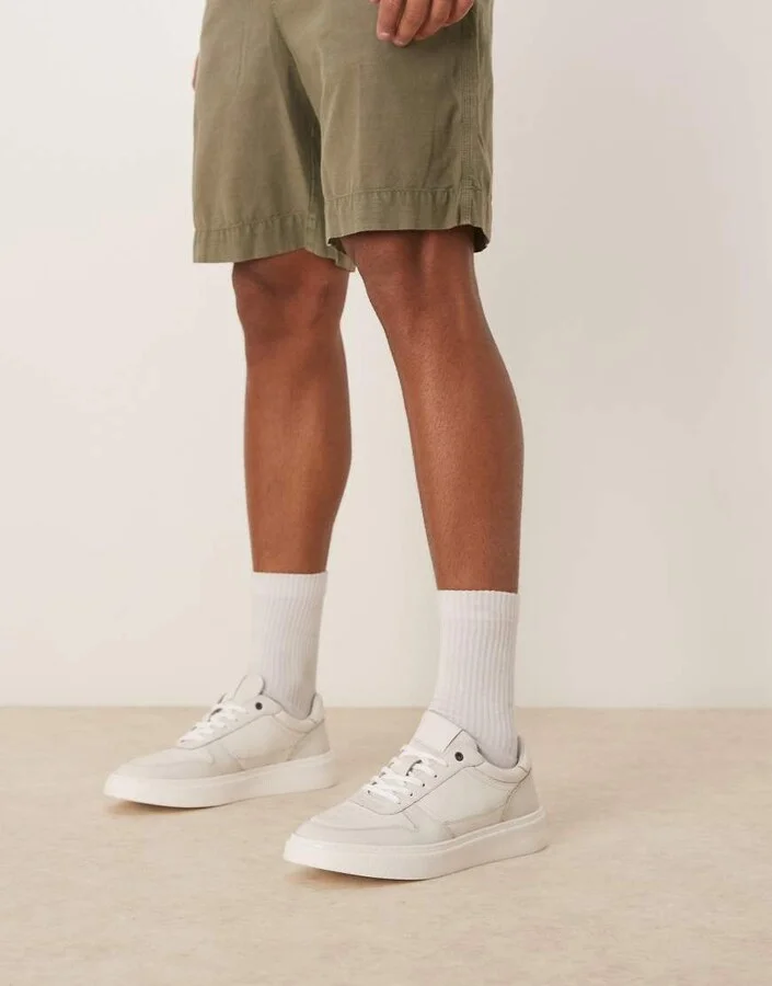 ASOS DESIGN white sneakers in leather