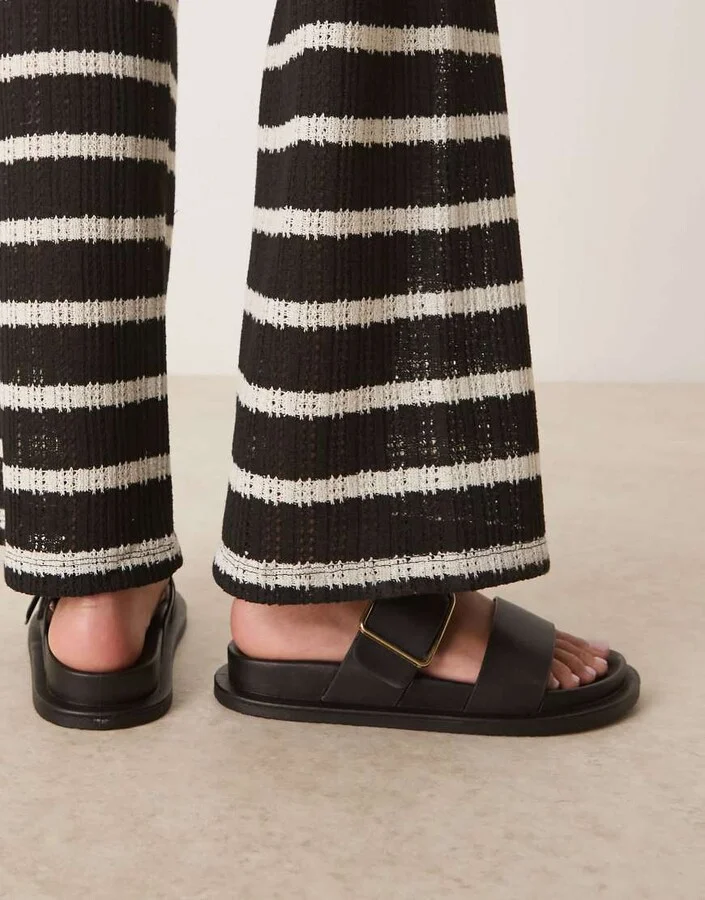 ASOS DESIGN Wide Fit Frozen double strap slider in black - Image 4