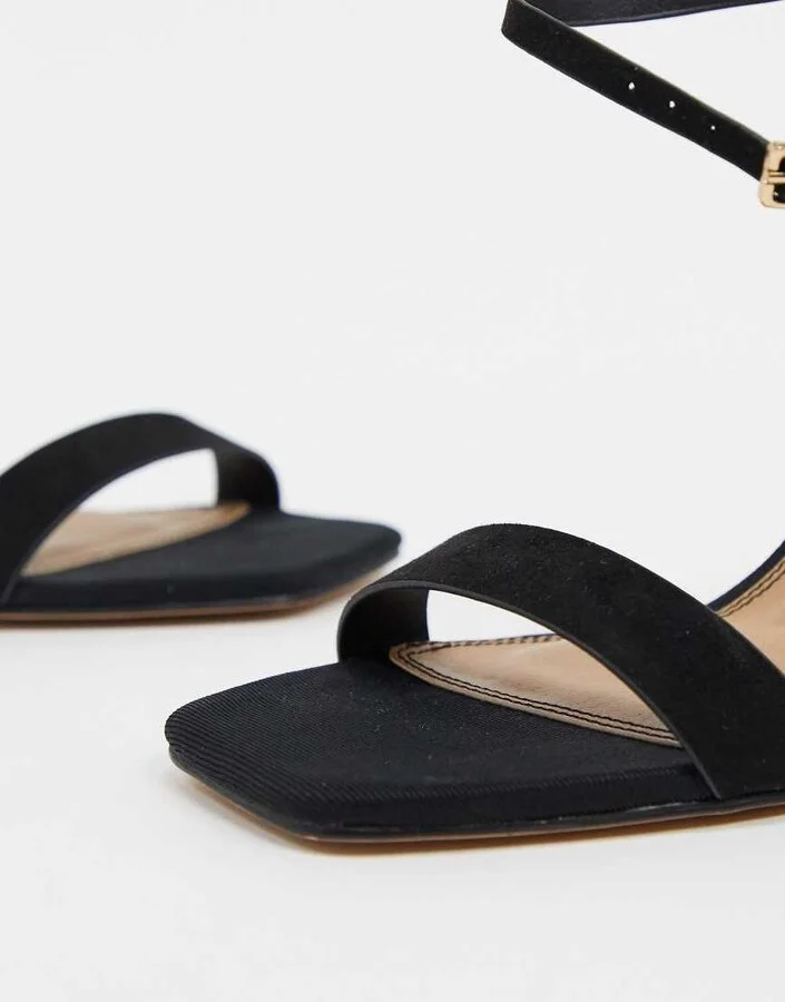 ASOS DESIGN Wide Fit Havana barely there block heeled sandals in black - Image 2
