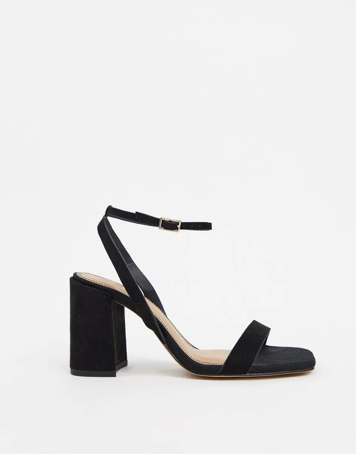 ASOS DESIGN Wide Fit Havana barely there block heeled sandals in black - Image 3