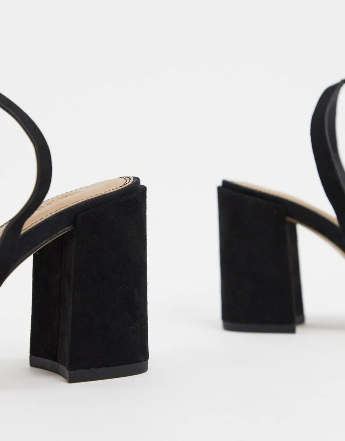 ASOS DESIGN Wide Fit Havana barely there block heeled sandals in black - Image 4