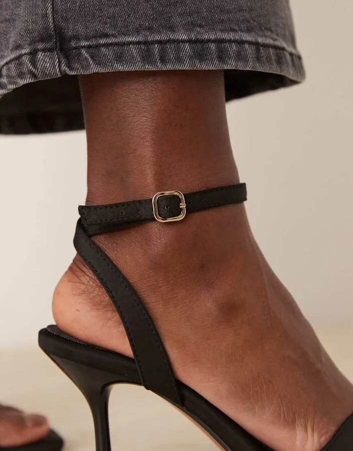 ASOS DESIGN Wide Fit Hollow barely there heeled sandals in black - Image 2