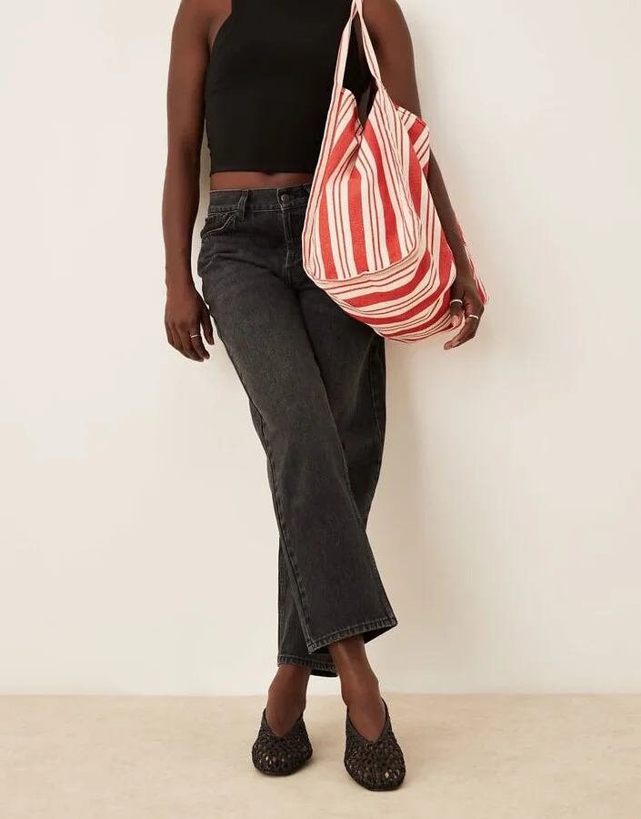 ASOS DESIGN Wide Fit Linus clean ballet flats in black weave - Image 3