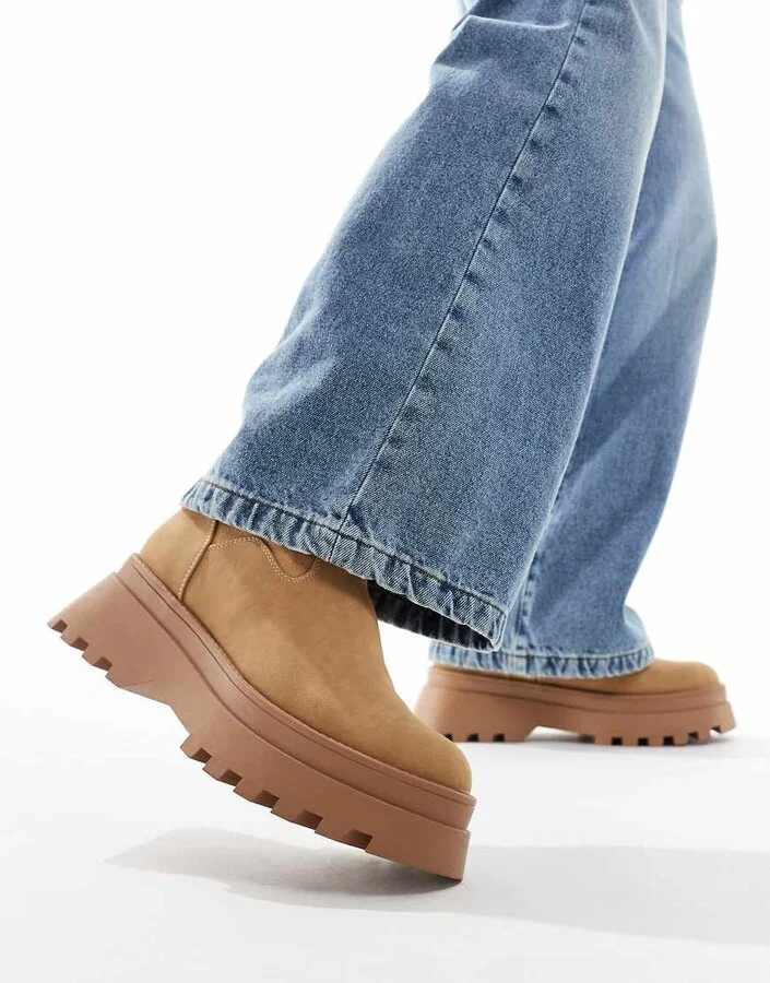 ASOS DESIGN worker boots in tan with chunky soles