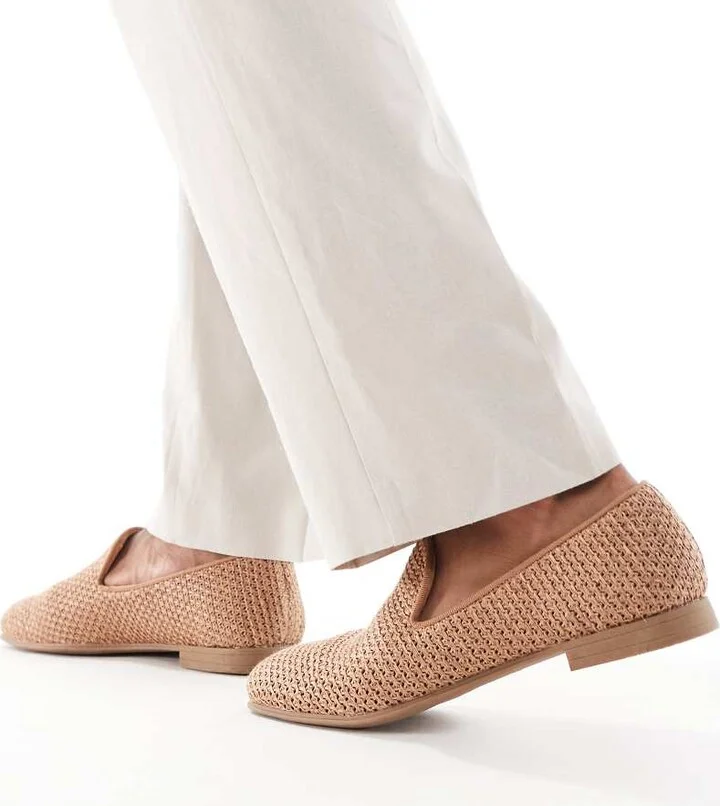ASOS DESIGN woven loafers in natural color - Image 3