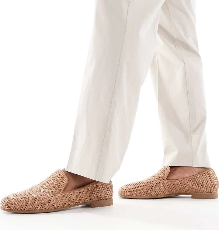 ASOS DESIGN woven loafers in natural color - Image 4