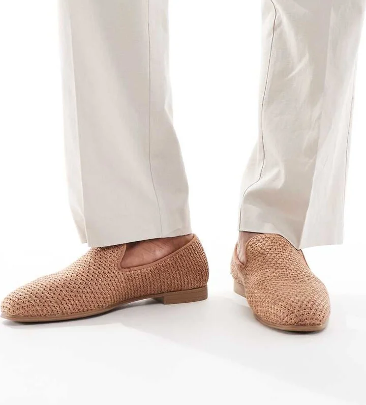 ASOS DESIGN woven loafers in natural color
