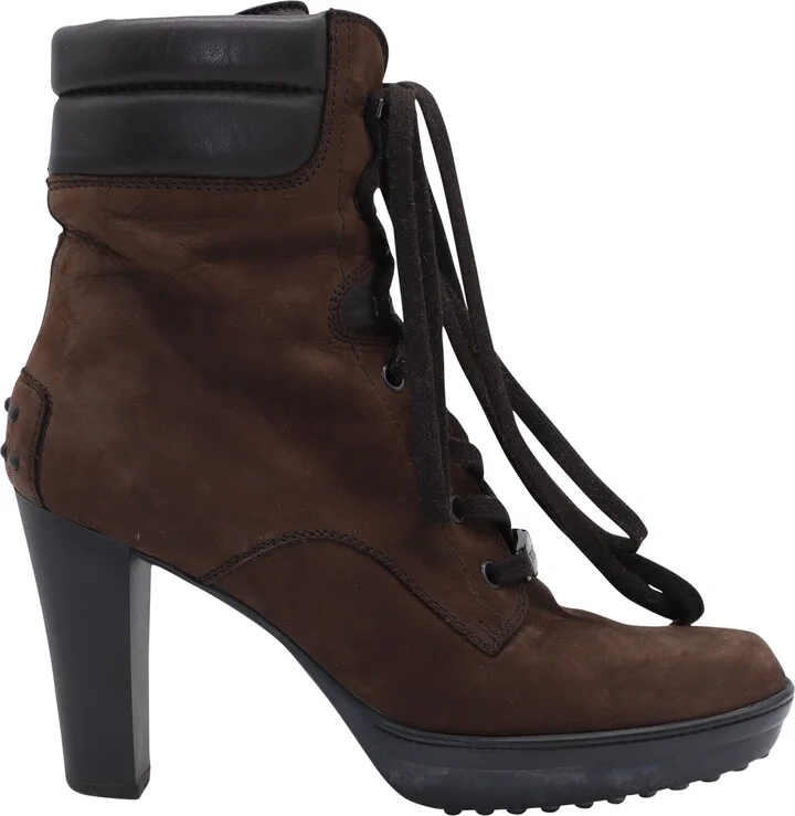 Aspen Penny Lu Lace Up Heeled Boots in Brown Suede