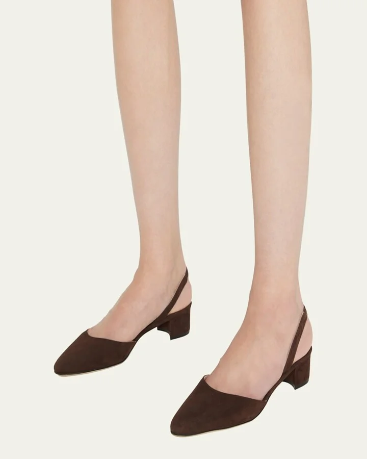 Aspro Suede Slingback Ballerina Pumps - Image 7