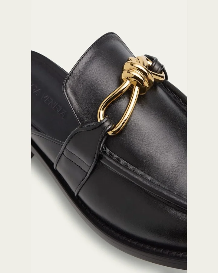 Astaire Knot Leather Loafer Mules - Image 2