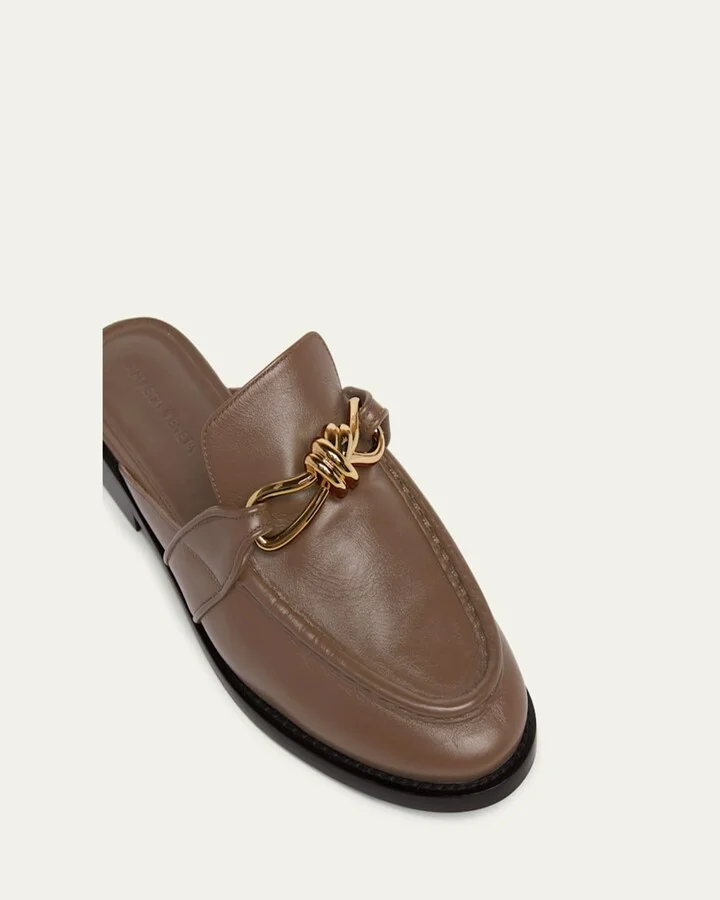Astaire Knot Leather Loafer Mules - Image 8