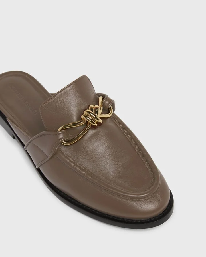 Astaire Knot Leather Loafer Mules - Image 8