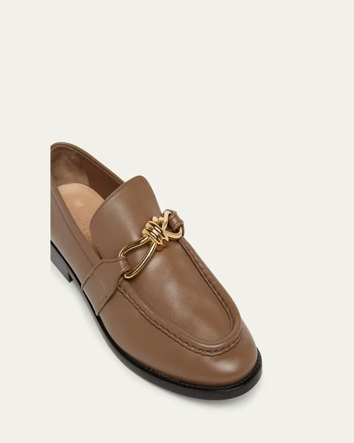 Astaire Metal-Knot Leather Loafers - Image 3