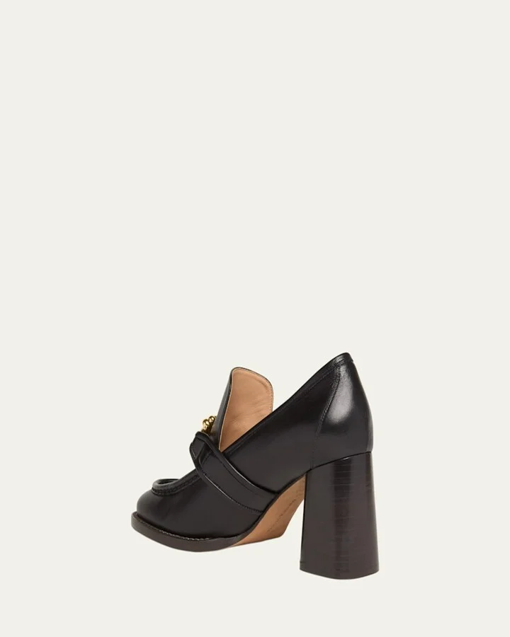 Astaire Metallic Knot Leather Heeled Loafers - Image 2