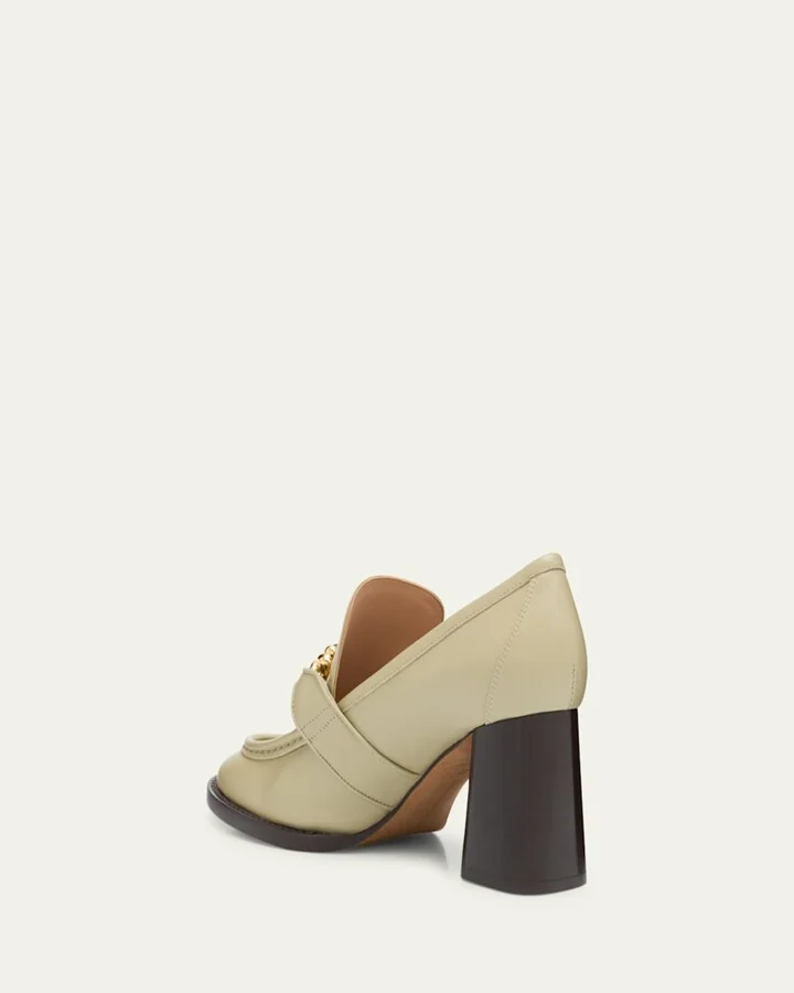Astaire Metallic Knot Leather Heeled Loafers - Image 5