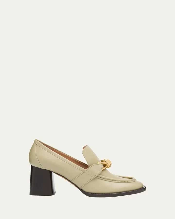 Astaire Metallic Knot Leather Heeled Loafers