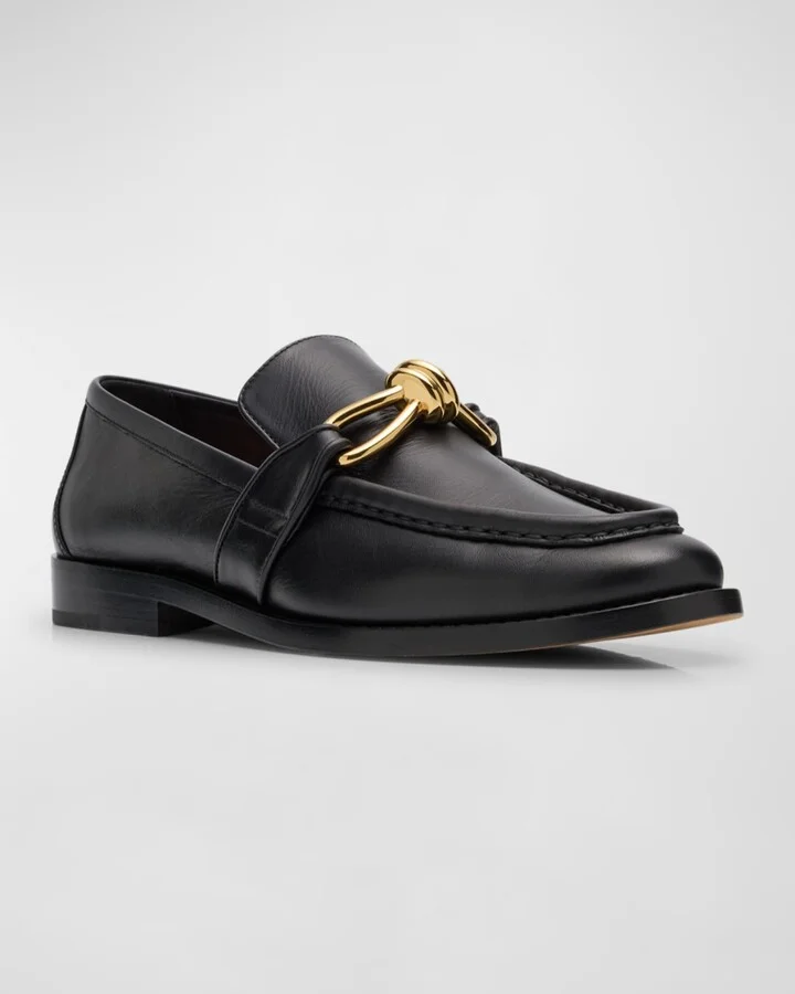 Astaire Metallic Knot Leather Loafers - Image 4