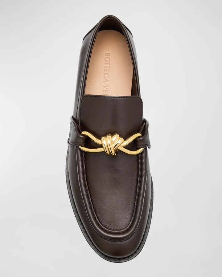 Astaire Metallic Knot Leather Loafers - Image 8