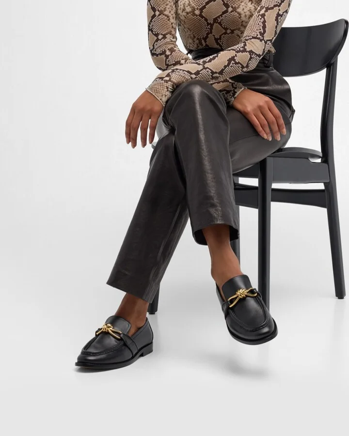 Astaire Metallic Knot Leather Loafers - Image 9
