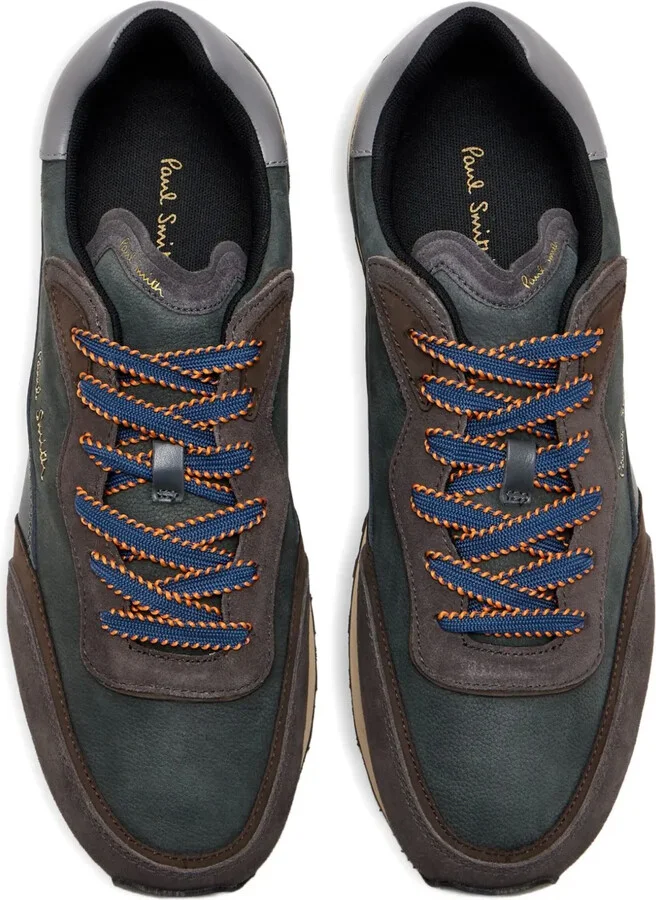 Aston striped-panel leather trainers - Image 2