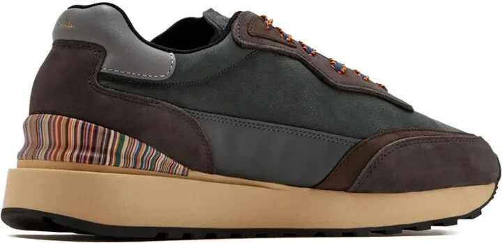 Aston striped-panel leather trainers - Image 4