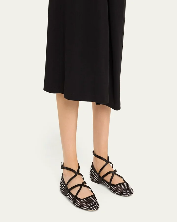 Astoria Crystal Mesh Caged Ballerina Flats - Image 3