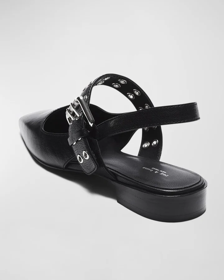 Astra Leather Buckle Slingback Ballerina Flats - Image 5