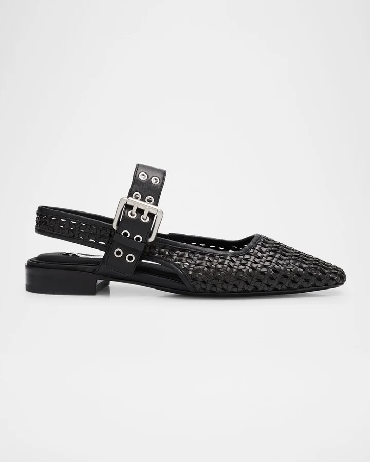 Astra Woven Buckle Slingback Ballerina Flats