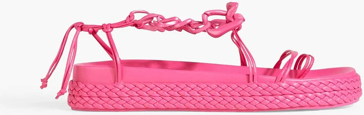 Astrid chain-embellished leather platform sandals