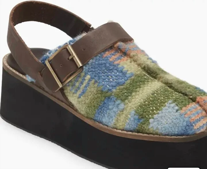 Astrid Platform Mule In Blue Multi