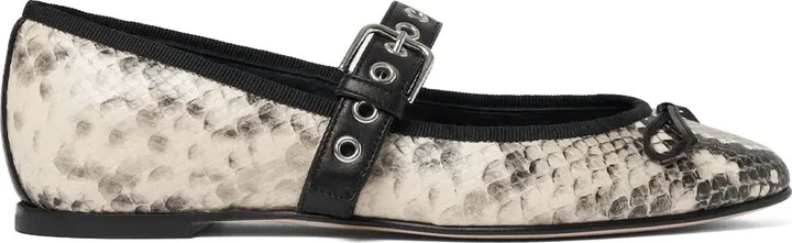 Astrid snakeskin-embossed ballet flats