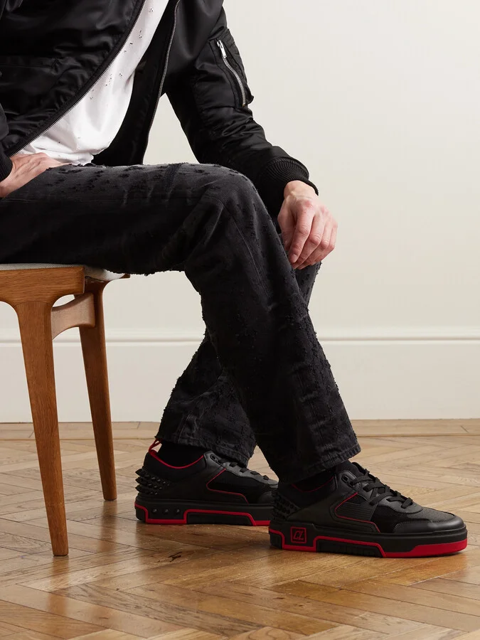 Astroloubi Spiked Leather, Suede and Mesh Sneakers - Image 2