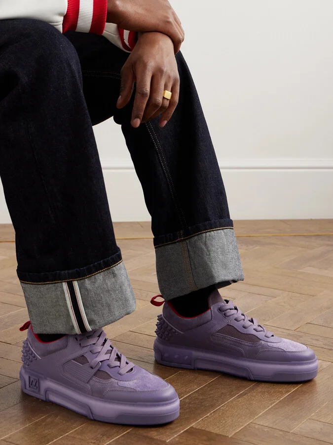 Astroloubi Spiked Leather, Suede and Mesh Sneakers - Image 2