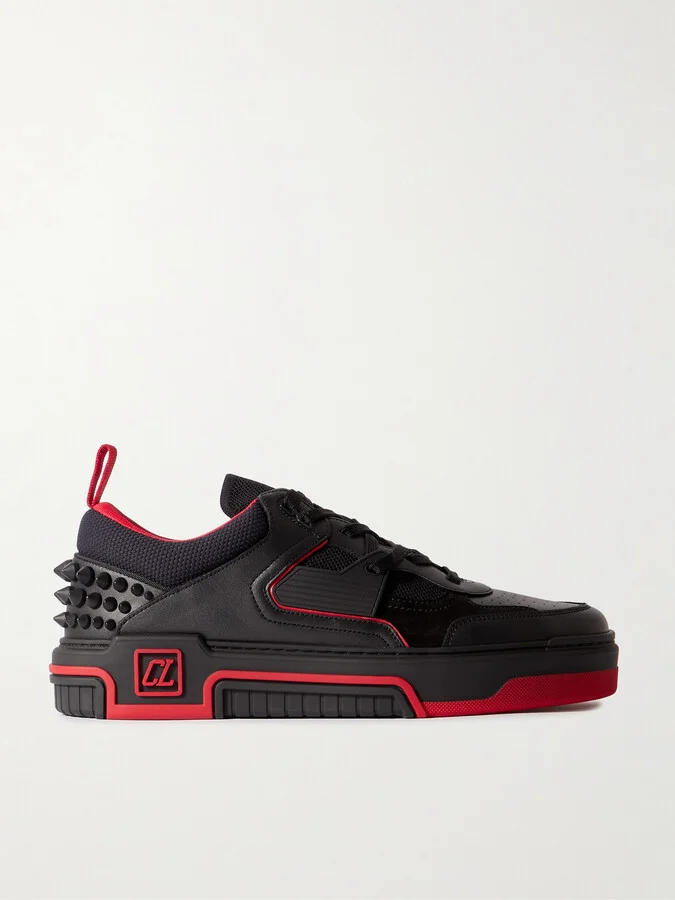 Astroloubi Spiked Leather, Suede and Mesh Sneakers