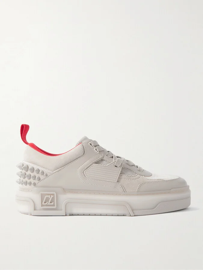 Astroloubi Spiked Leather, Suede and Mesh Sneakers