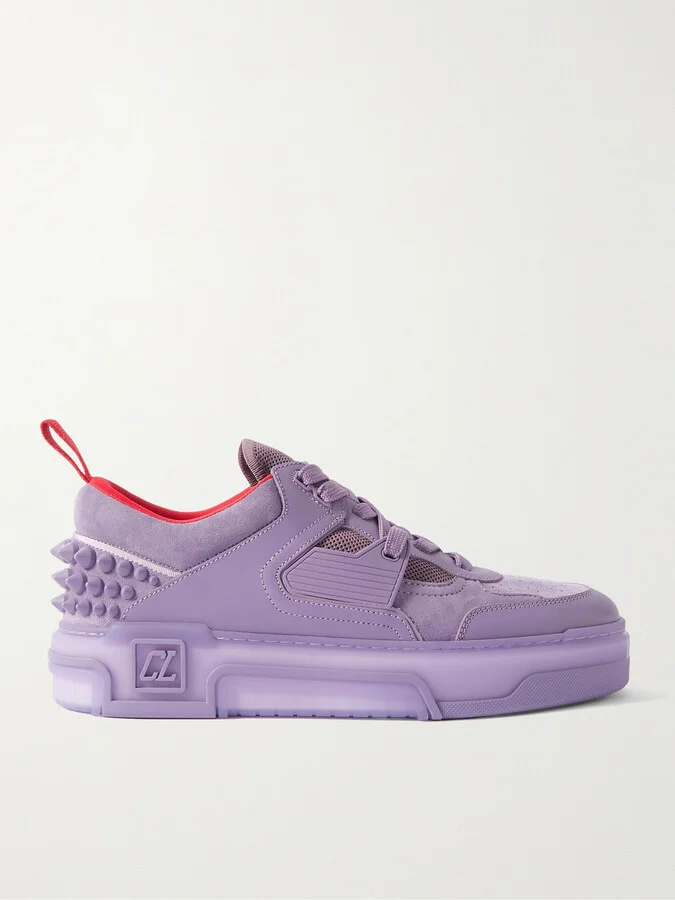 Astroloubi Spiked Leather, Suede and Mesh Sneakers