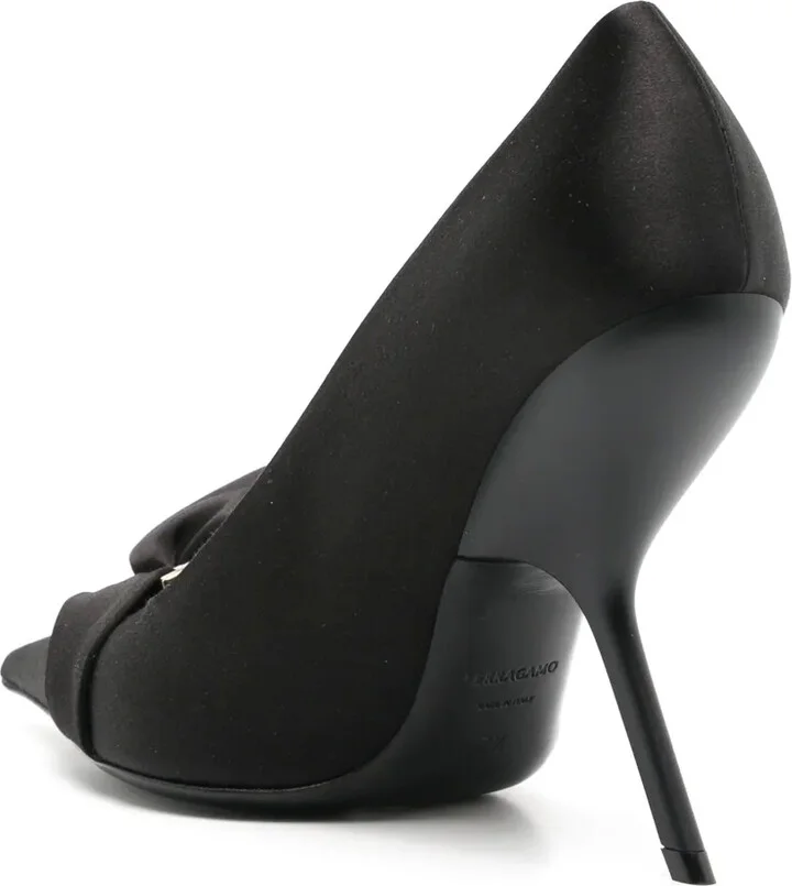 Asymmetric Bow 105mm Silk-Satin Pumps - Image 3