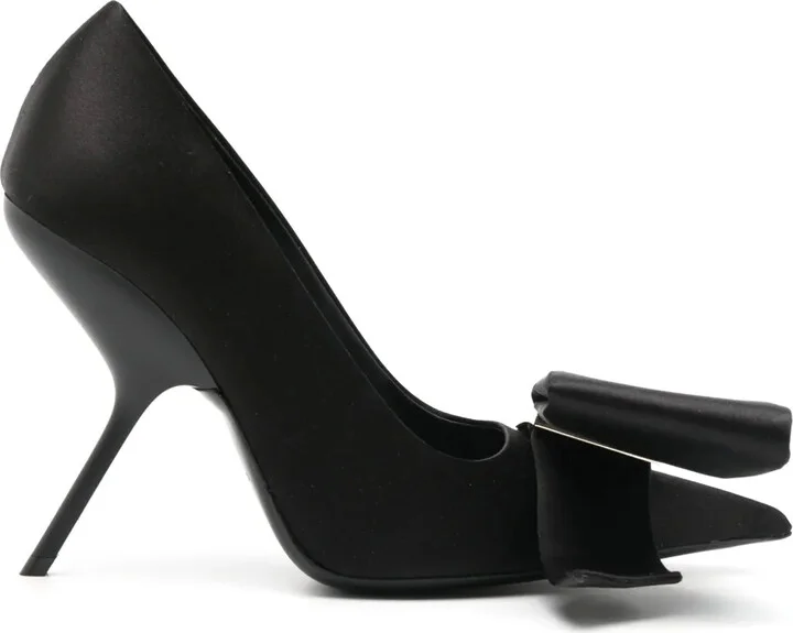 Asymmetric Bow 105mm Silk-Satin Pumps