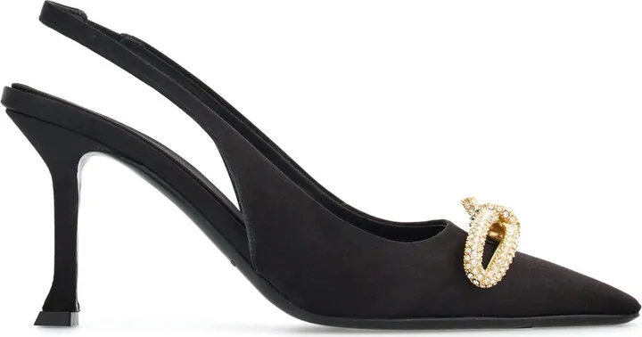 Asymmetric-Bow 85mm Slingback Pumps