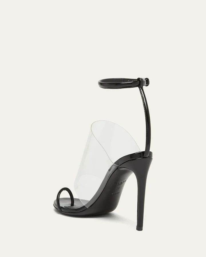 Asymmetric Clear Patent Leather Sandals - Image 9