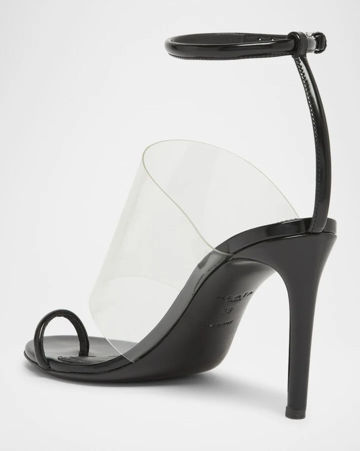 Asymmetric Clear Patent Leather Sandals - Image 2