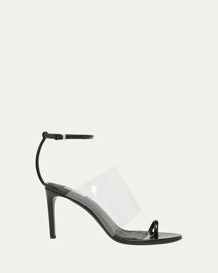 Asymmetric Clear Patent Leather Sandals