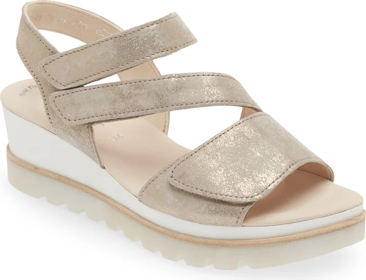 Asymmetric Strappy Wedge Sandal
