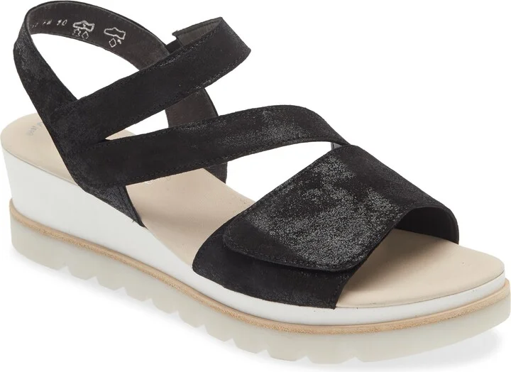 Asymmetric Wedge Strappy Sandal