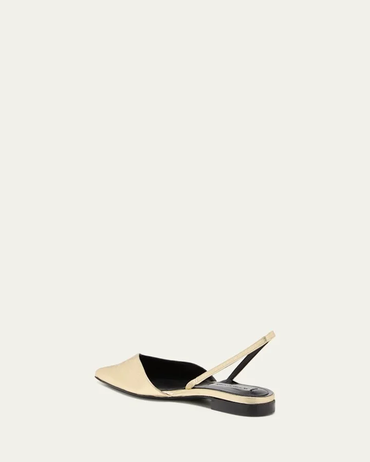 Asymmetrical Metallic Slingback Ballerina Flats - Image 3