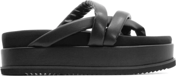 Asymmetrical Stack Sandals In Black