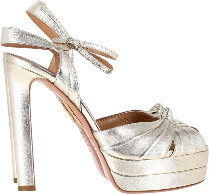 Atelier Plateau 145mm Sandal Heels in Silver Leather